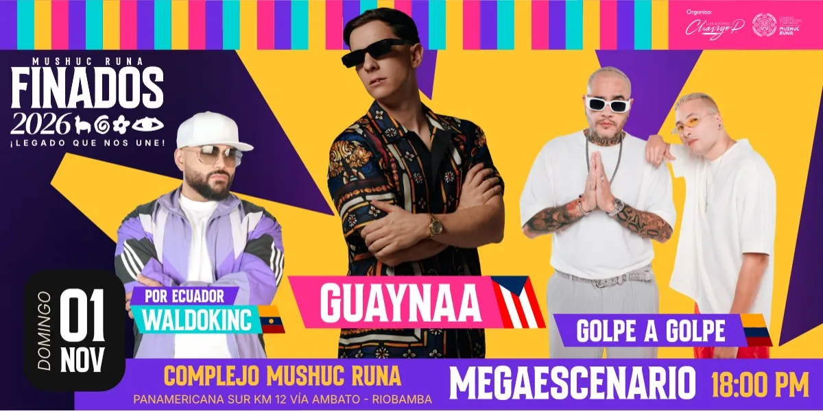 Domingo 1 de noviembre, Megaescenario 18:00: Guaynaa, Waldokinc y Golpe a Golpe